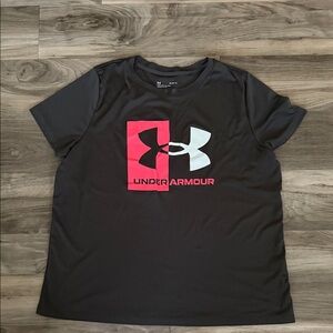 Under Armour Black Tee with Red and White Logo